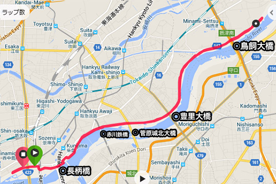 淀川ランニングコース地図